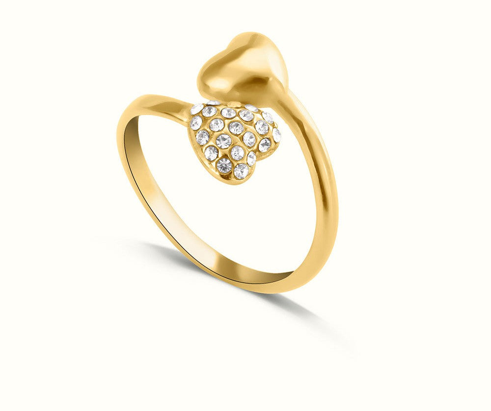Gold Heart-Shaped Ring with Gemstone Accents.