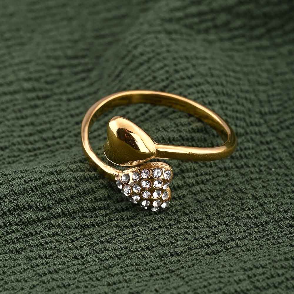 Gold Heart-Shaped Ring with Gemstone Accents.